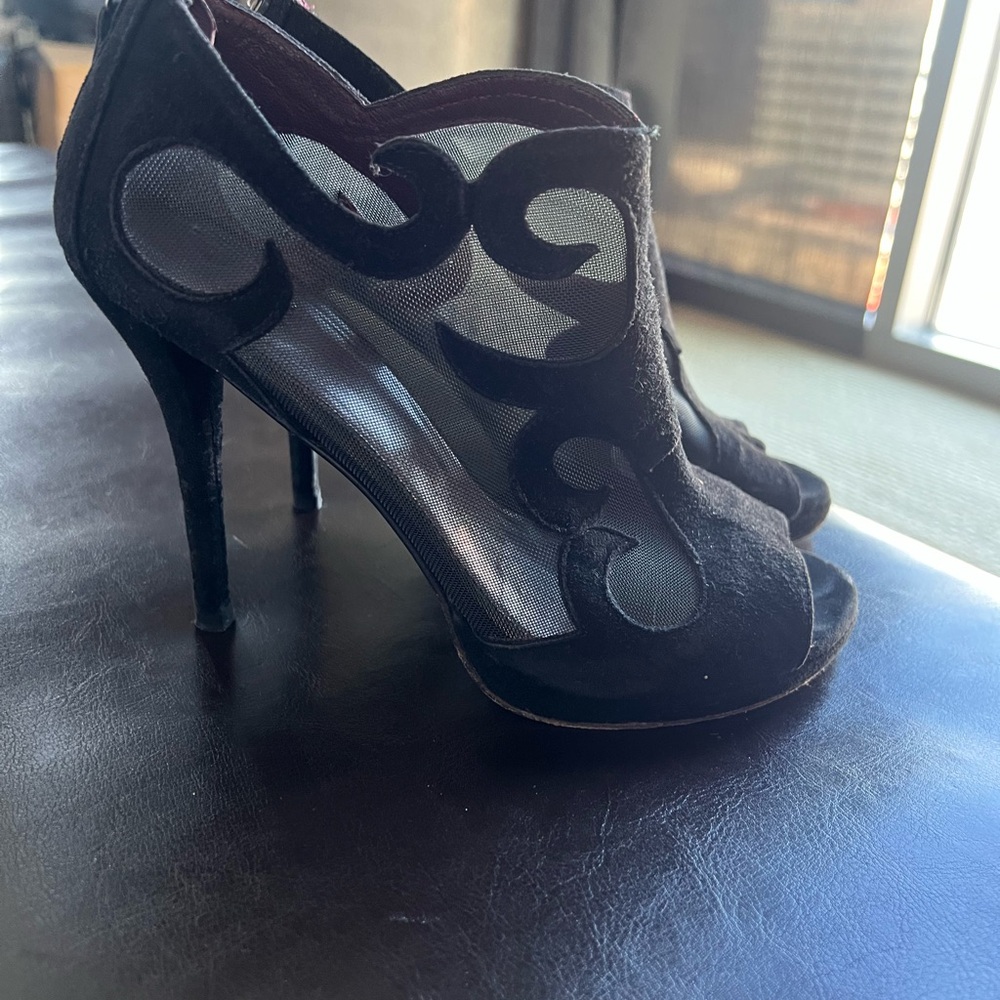 Stuart Weitzman Black Mesh Heels